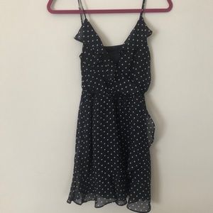 Navy blue polka dot strapped dress